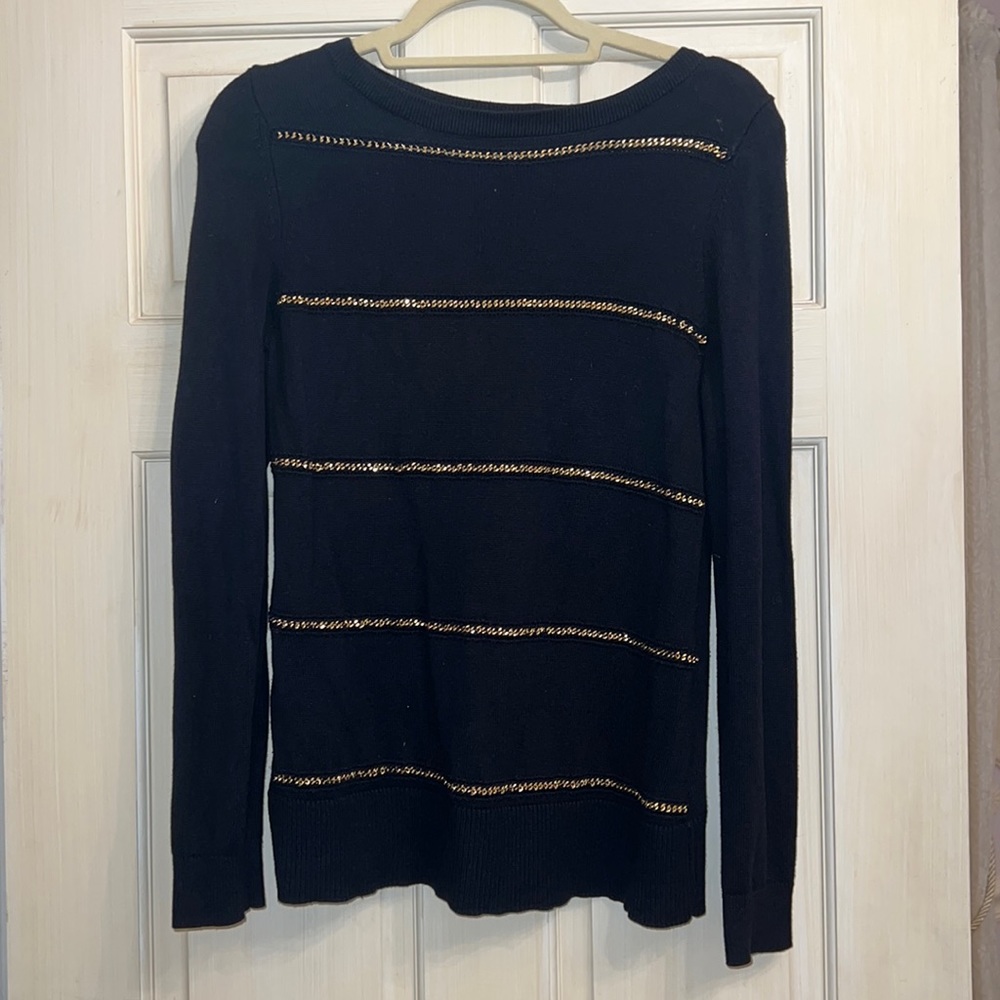 Michael Kors gold chain navy sweater